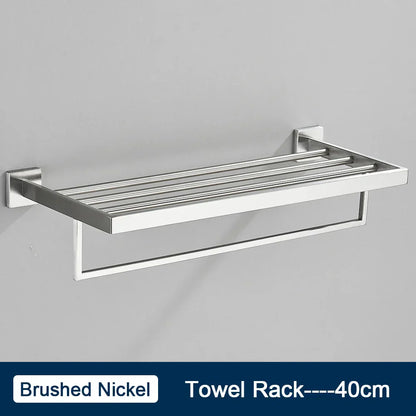 DecorBites™ Black Towel Rack Bar 40cm SUS304 Modern Gold Cloth Holder Wall Mounted