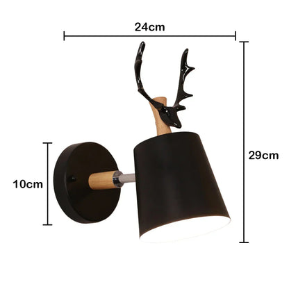 DecorBites™ Black Wooden Wall Light Modern E27 LED Sconce Living Room Decor