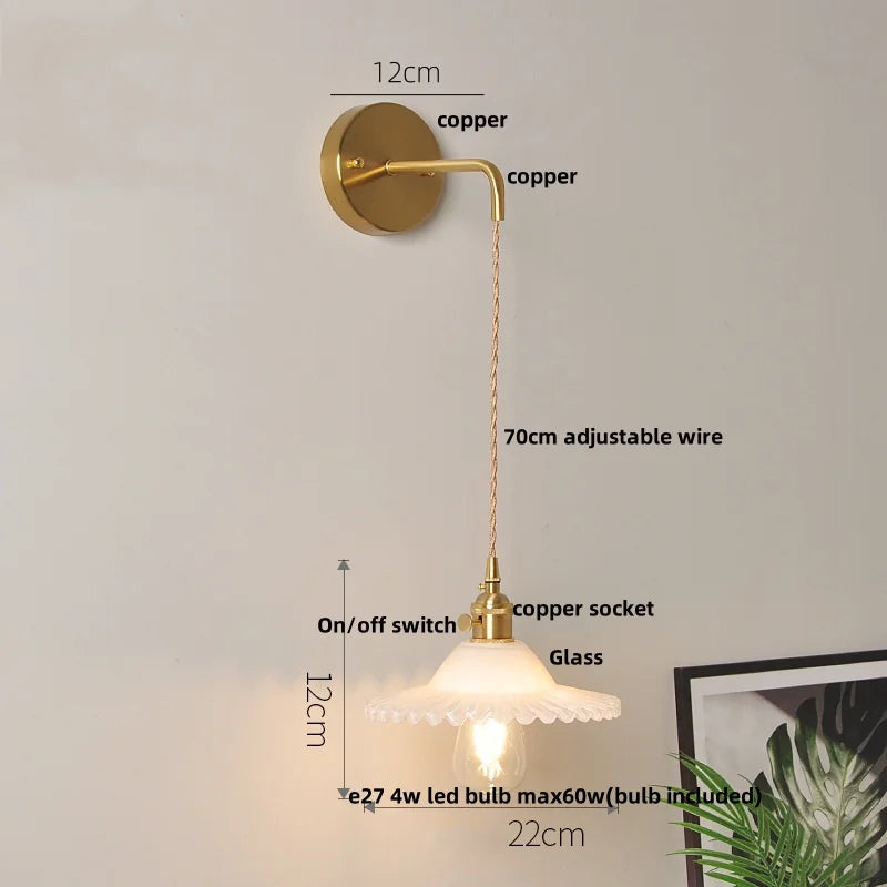 DecorBites™ Glass Wall Lamp with Pull Chain Switch and Adjustable LED Light