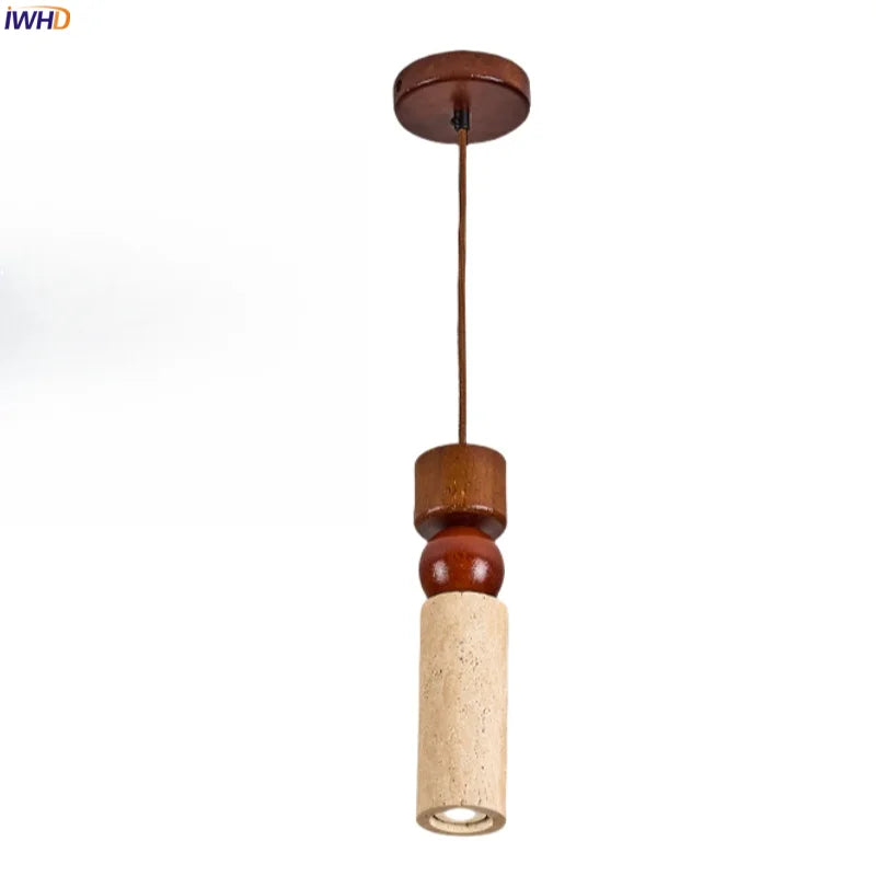 DecorBites™ Columnar Stone LED Pendant Lamp - Yellow Travertine - Nordic Minimalism