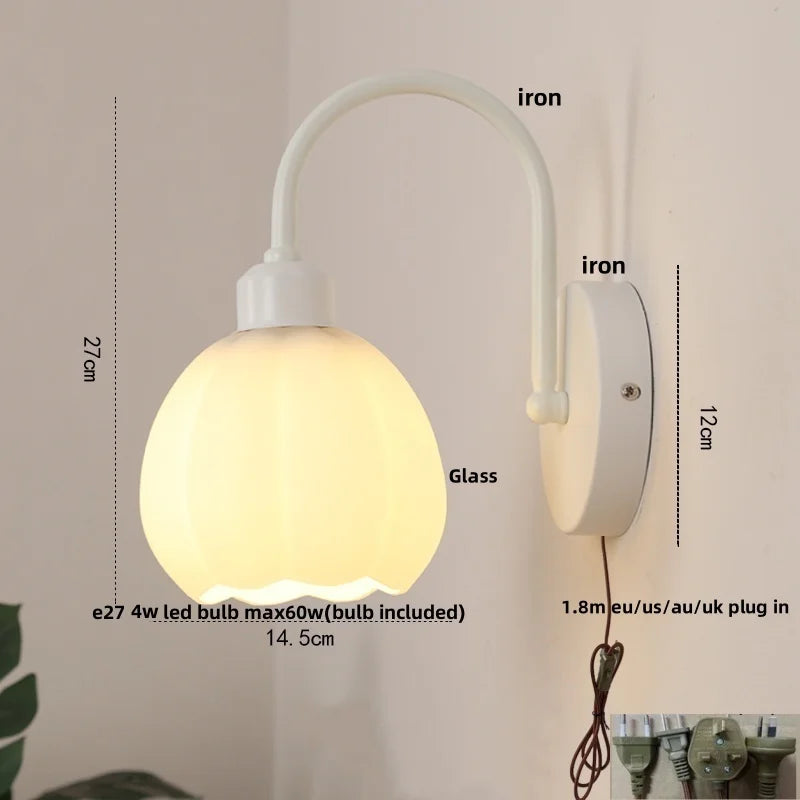 DecorBites™ Iron LED Wall Sconce Pull Chain Switch Stair Light Fixture for Study Hallway