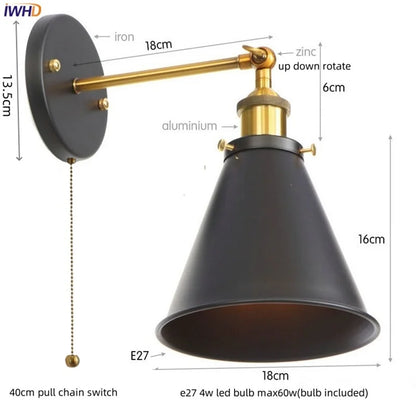 DecorBites™ Gold Industrial LED Wall Lamp for Loft Stair, Coffee Bar, Bedroom