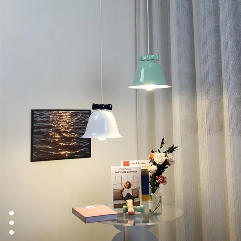 DecorBites™ Bowknot Bell LED Chandelier: Modern Nordic Restaurant Cafe Indoor Lighting Fixture