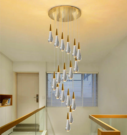DecorBites™ Gold Crystal Water Drop Pendant Lights for Dining Room Chandelier