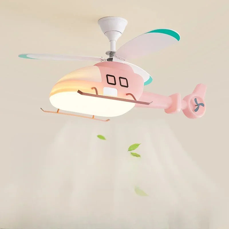 ™ Helicopter Aircraft Ceiling Fan Children's Chandelier Blue Pink Light Kids' Room