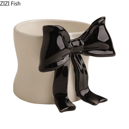 DecorBites™ Bowknot Porcelain Coffee Cup | Exquisite Tea Mug for Dining Table
