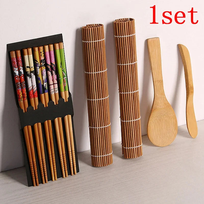 DecorBites™ Bamboo Sushi Maker Set: Roll Making Kits with Sushi Blade & Curtain
