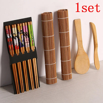 DecorBites™ Bamboo Sushi Maker Set: Roll Making Kits with Sushi Blade & Curtain