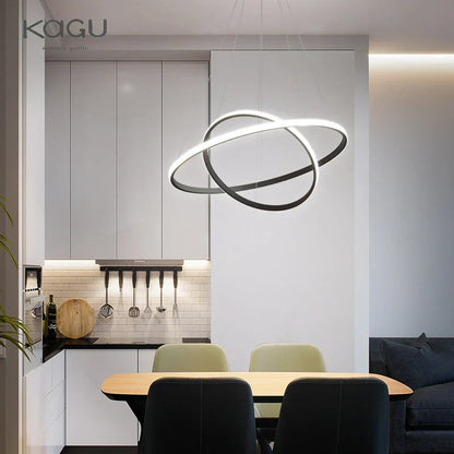 DecorBites™ Black Ring LED Pendant Chandelier for Living Room, Dining Room, Kitchen