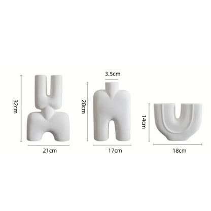 DecorBites™ Geometric Ceramic Vase | Irregular Ornaments | Room Decoration Accessories