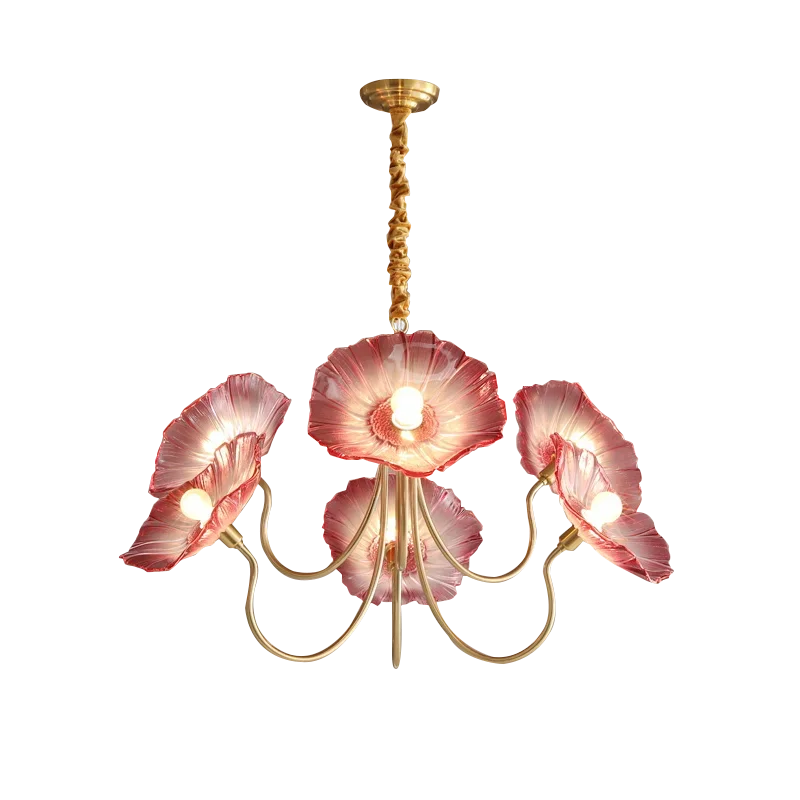 DecorBites™ Lotus Leaf Glass Ceiling Chandelier with E14 Bulb