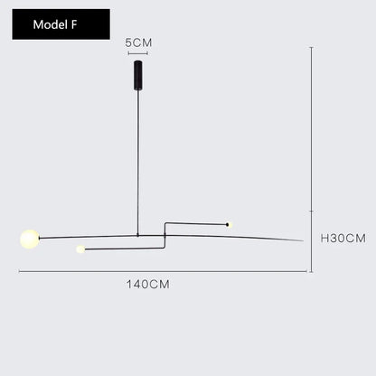 DecorBites™ Arc Line Chandelier: Nordic Suspension Pendant for Living Dining Room Kitchen