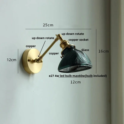 DecorBites™ Brass Swing Arm LED Wall Light Fixture with Rotatable Arms & Pull Chain Switch