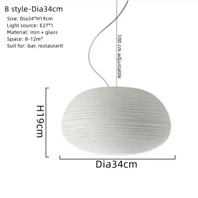 DecorBites™ Glass Whorls Cocoon Pendant Light - Milky White, Modern Hanging Lamp