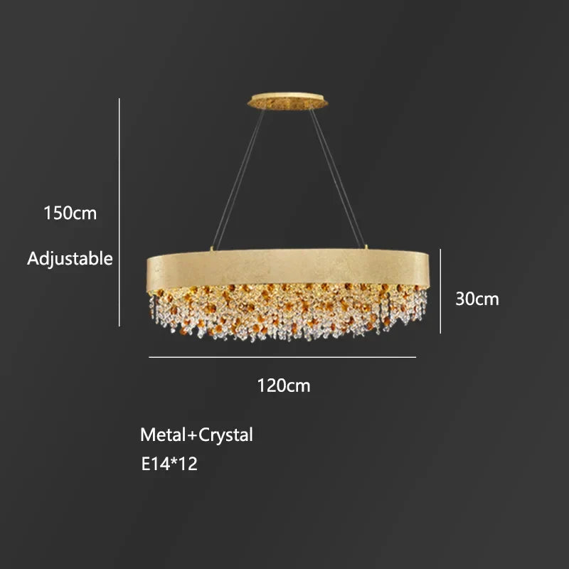 DecorBites™ Crystal Chandelier: Modern Circular Design for Living Room, Lobby, Kitchen Island.