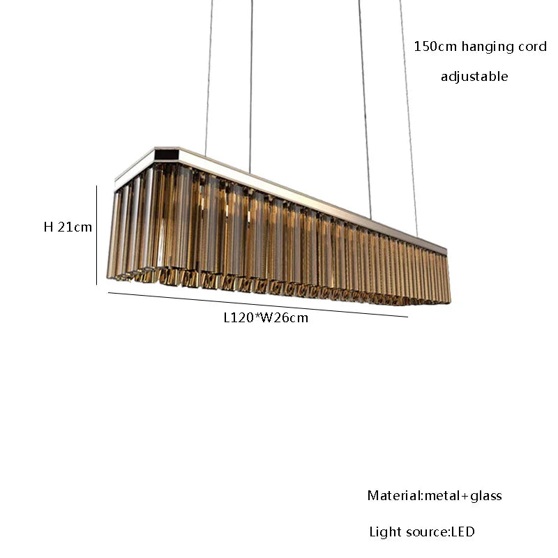 DecorBites™ Amber Glass Ceiling Chandelier for Dining Table - Big Hanging Lamps Home Fixture