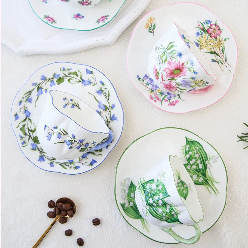DecorBites™ Bone China Coffee Cup and Saucer Set for Home and Office