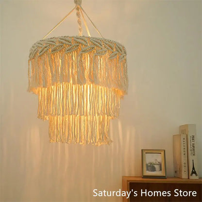 DecorBites™ Boho Macrame Ceiling Pendant Light Cover for Home Bedroom Chandeliers