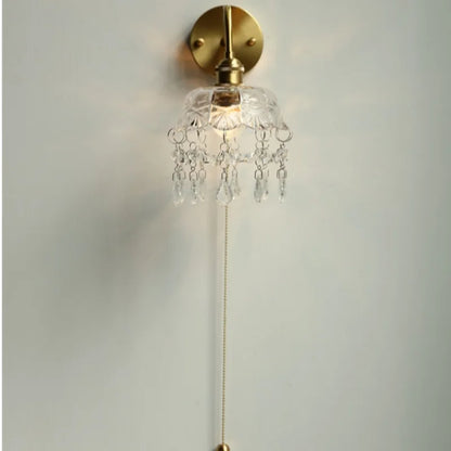 DecorBites™ Crystal Glass LED Wall Light with Pull Chain Switch, Nordic Modern Design