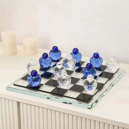 DecorBites™ Geometric Glass Chess Set Table Ornament - Home Decor Figurines