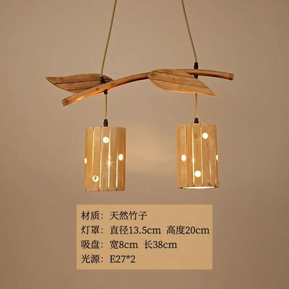DecorBites™ Bamboo Art Chandelier: Retro Korean Living Room Lights for Tea House & Restaurant