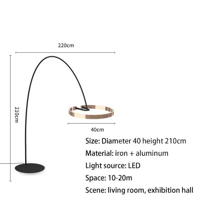 DecorBites™ Grote Dimbare Gouden Koperen Zwarte LED Vloerlamp voor Woonkamer en Hotel