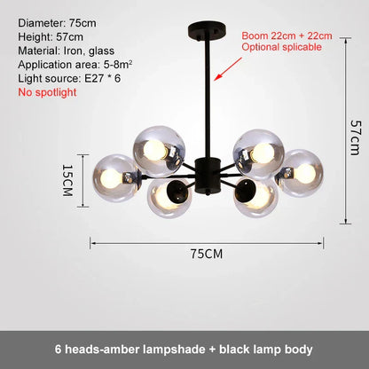 DecorBites™ Glass Ball LED Chandelier for Bedroom and Dining Room