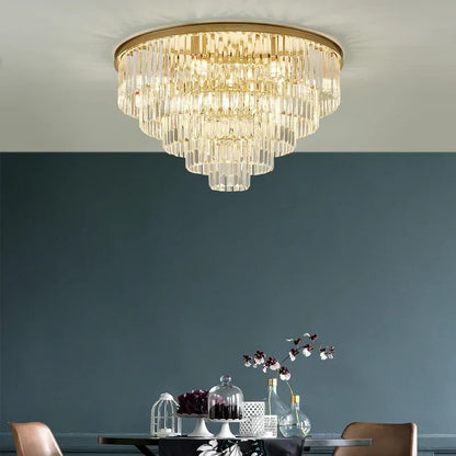 DecorBites™ Black Gold Crystal Ceiling Chandelier: Modern LED Pendant Light for Luxe Living Spaces
