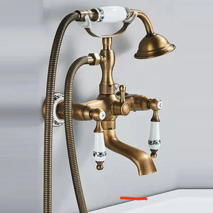DecorBites™ Antique Brass Hand-Held Shower Head Kit - Wall Mounted Shower Faucet