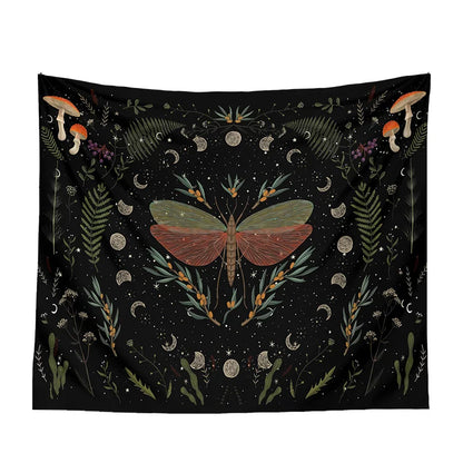DecorBites™ Botanical Witchy Tapestry: Hanging Boho Room Decor with Mushrooms and Snakes