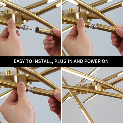 ™ Gold LED Ceiling Chandelier for Living Room Bedroom Kitchen - Dimmable Pendant Light