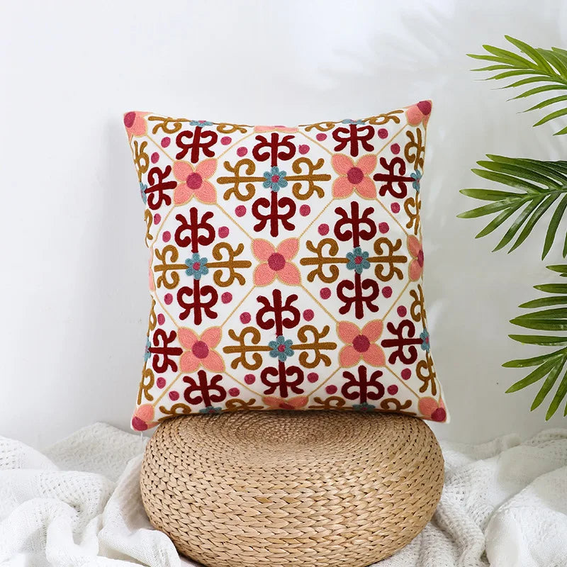 DecorBites™ Boho Farmhouse Floral Square Pillow Cover Set of 2
