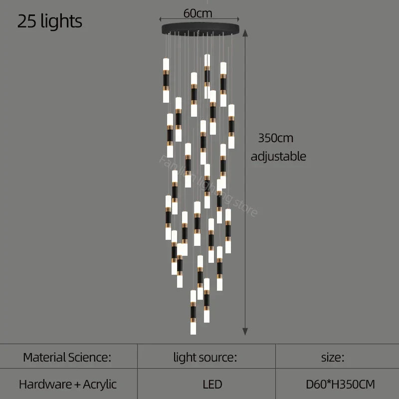 DecorBites™ LED Chandelier Stairway Lamp Dining Table Kitchen Lighting Acrylic Chandelier