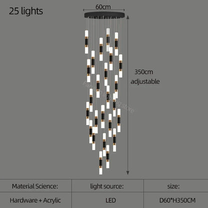 DecorBites™ LED Chandelier Stairway Lamp Dining Table Kitchen Lighting Acrylic Chandelier