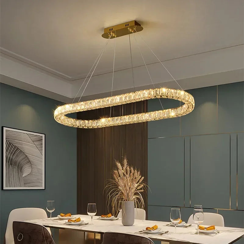 DecorBites™ Crystal Ceiling Lights: Modern Luxury Dimmable LED Chandelier for Living Room