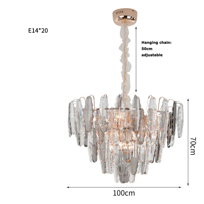 DecorBites™ Gold Crystal LED Chandelier Lighting for Dinning Table