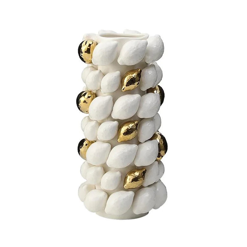 DecorBites™ Ceramic Vase: Lemon/carambola Design for Aesthetic Room Decor & Floral Arrangement