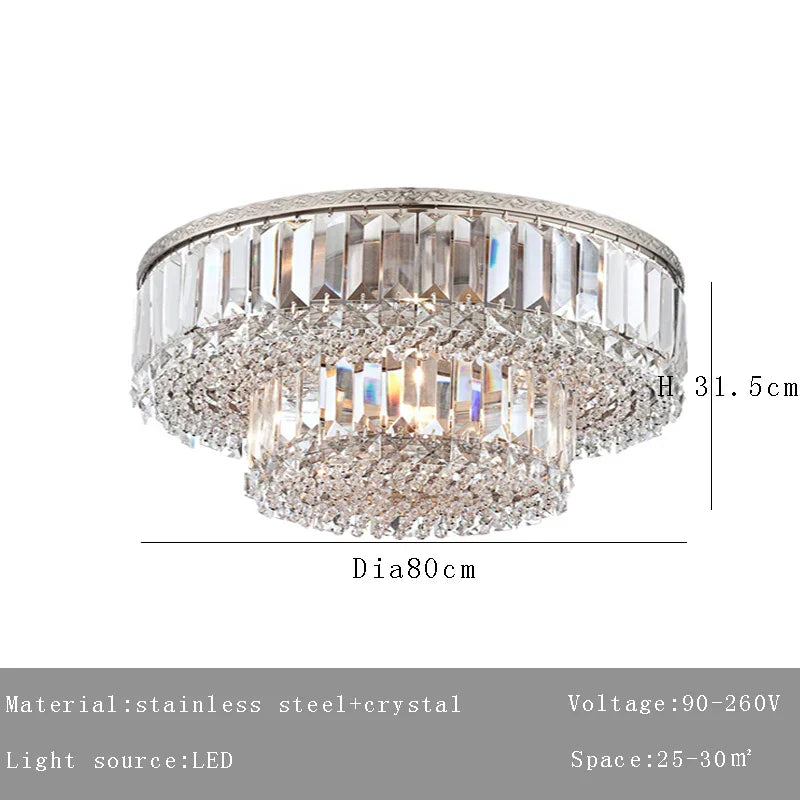 ™ Large Crystal Chandelier Chrome Hanging Lamp for Dining Room Decor