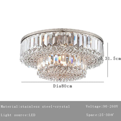 ™ Large Crystal Chandelier Chrome Hanging Lamp for Dining Room Decor