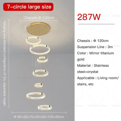 DecorBites™ Duplex Crystal Chandelier for Modern Living Room & Empty Stairwell Building