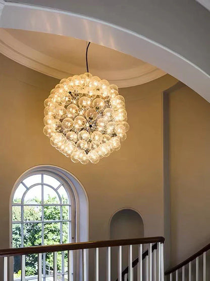 DecorBites™ Clear Glass Bubble G4 LED Dandelion Chandelier - Gold/Silver/Black Hardware