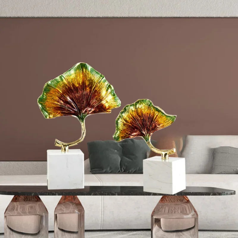 DecorBites™ Ginkgo Leaf Metal Sculpture Home Decor Figurine