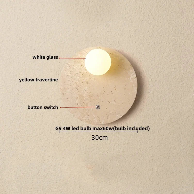 DecorBites™ LED Travertine Wall Light - Natural Yellow Ambiance for Aisle, Study, Porch