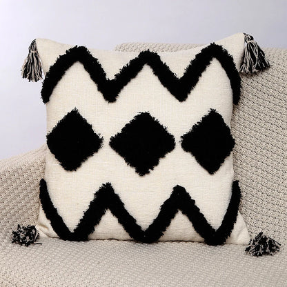 DecorBites™ Geometric Chenille Embroidered Pillow Covers Boho Moroccan Style Decor