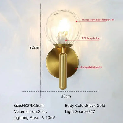 DecorBites™ Glass Ball LED Wall Lamp for Bedroom and Living Room