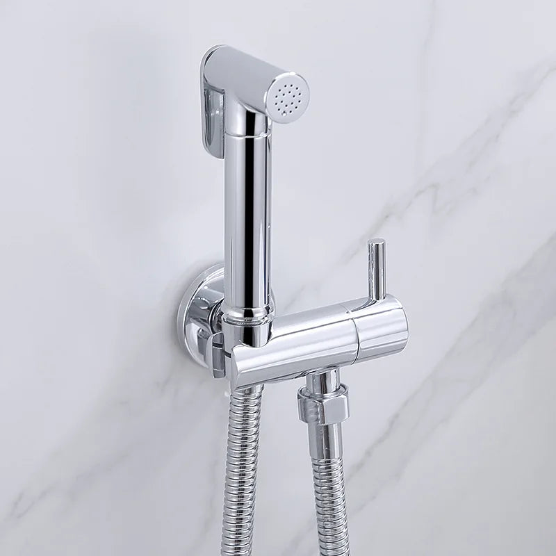 DecorBites™ Brass Wall Mount Bidet Spray Set Chrome Gold High Pressure Bathroom Shattaf Gun