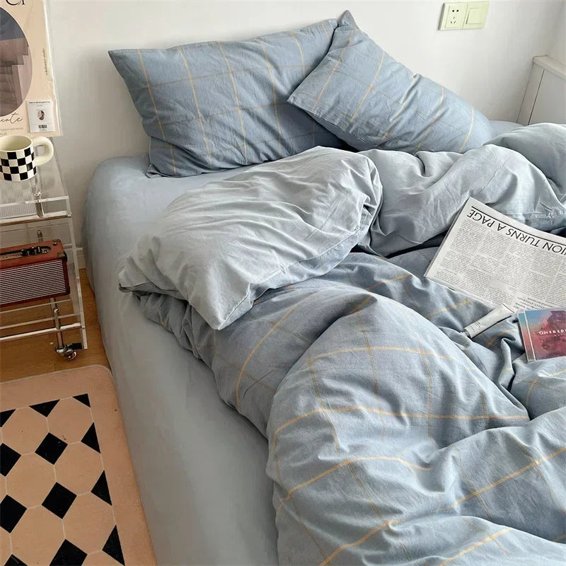 ™ Japanese Style Cotton Printed 4Pcs Bedding Set with Double-Sided Design