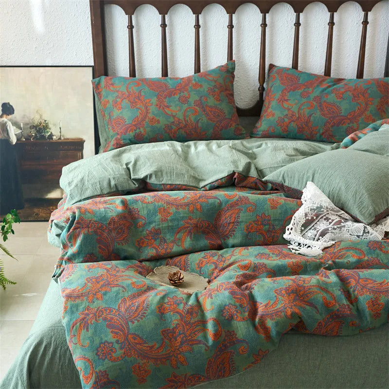 DecorBites™ 100% Cotton Double-Layer Floral Jacquard Duvet Cover Set