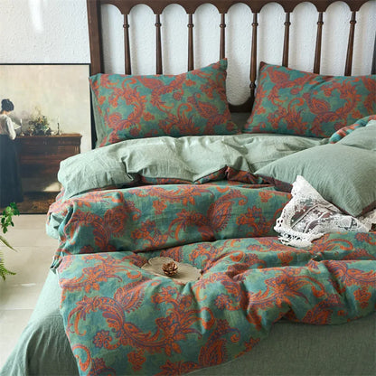 DecorBites™ 100% Cotton Double-Layer Floral Jacquard Duvet Cover Set