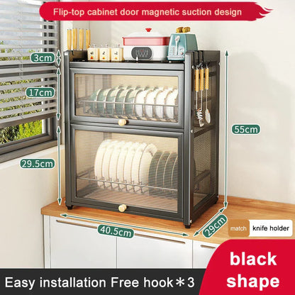 DecorBites™ Double-layer Kitchen Dish Drying Rack with Chopstick Cage and Tableware Basket